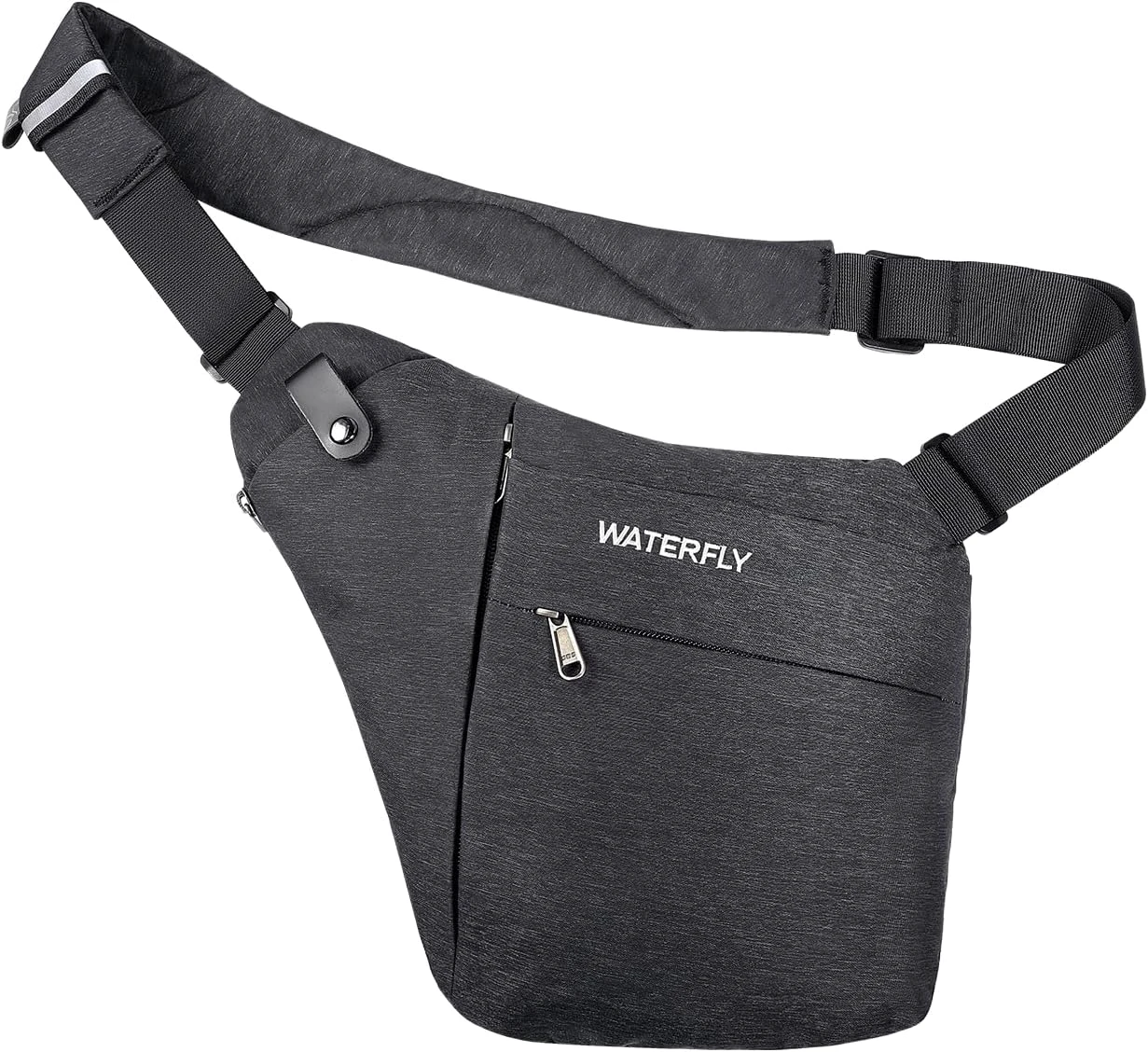 WATERFLY Sling Crossbody Chest Bag: Slim Anti-Theft Cross Body Bag Over Shoulder Backpack Stealth Side Pack Man Woman Grey(update Size)