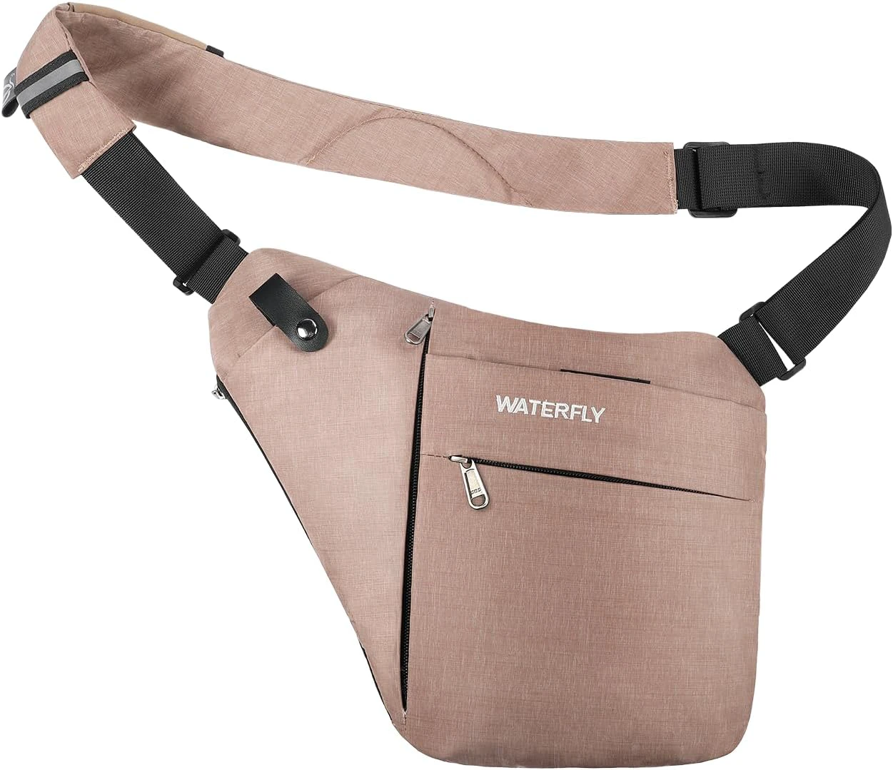 WATERFLY Sling Crossbody Chest Bag: Slim Anti-Theft Cross Body Bag Over Shoulder Backpack Stealth Side Pack Man Woman Khaki(update Size)