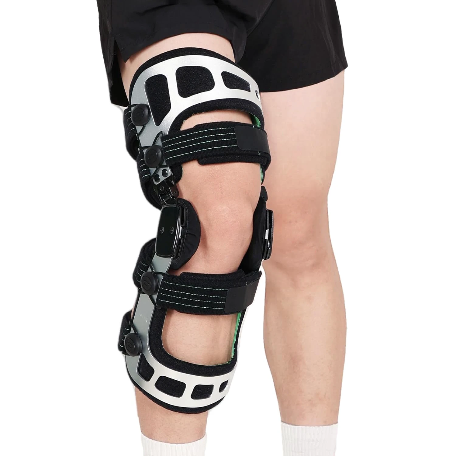 Orthomen Double OA Knee Brace Booster Instability of Ligament Injury & Protect Knee Joint after Knee Surgery Medial & Lateral Support (M/Left) M/Left Silver