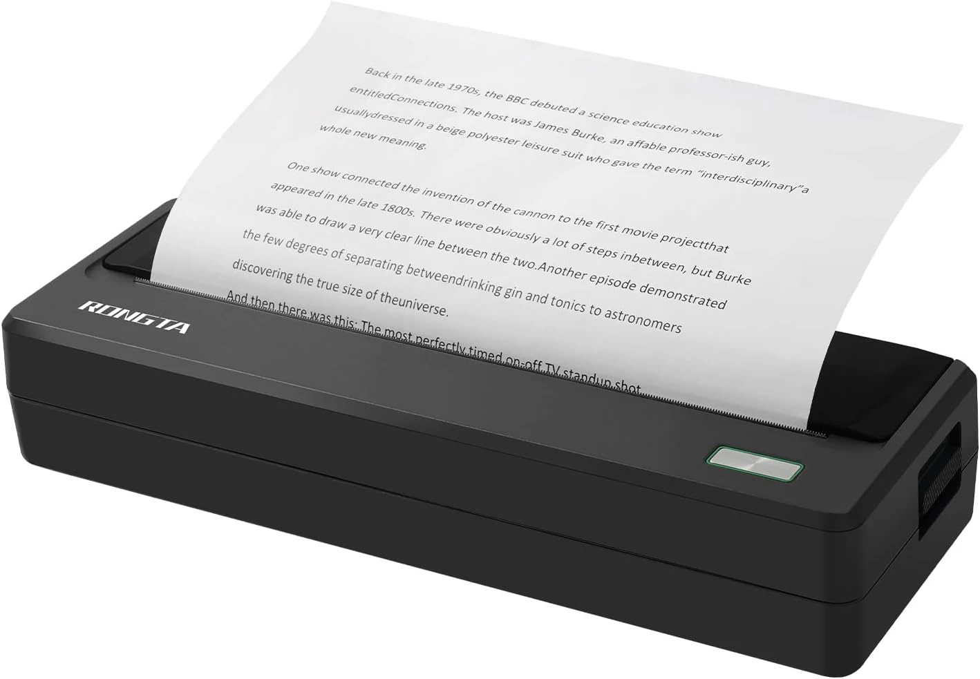 Rongta Portable Printer Wireless for Travel,300Dpi Bluetooth Inkless Thermal Printer, Compatible with Android,iOS & Laptop,Support 8.5" X 11" US Letter,Small Printer for Office/School/Home U