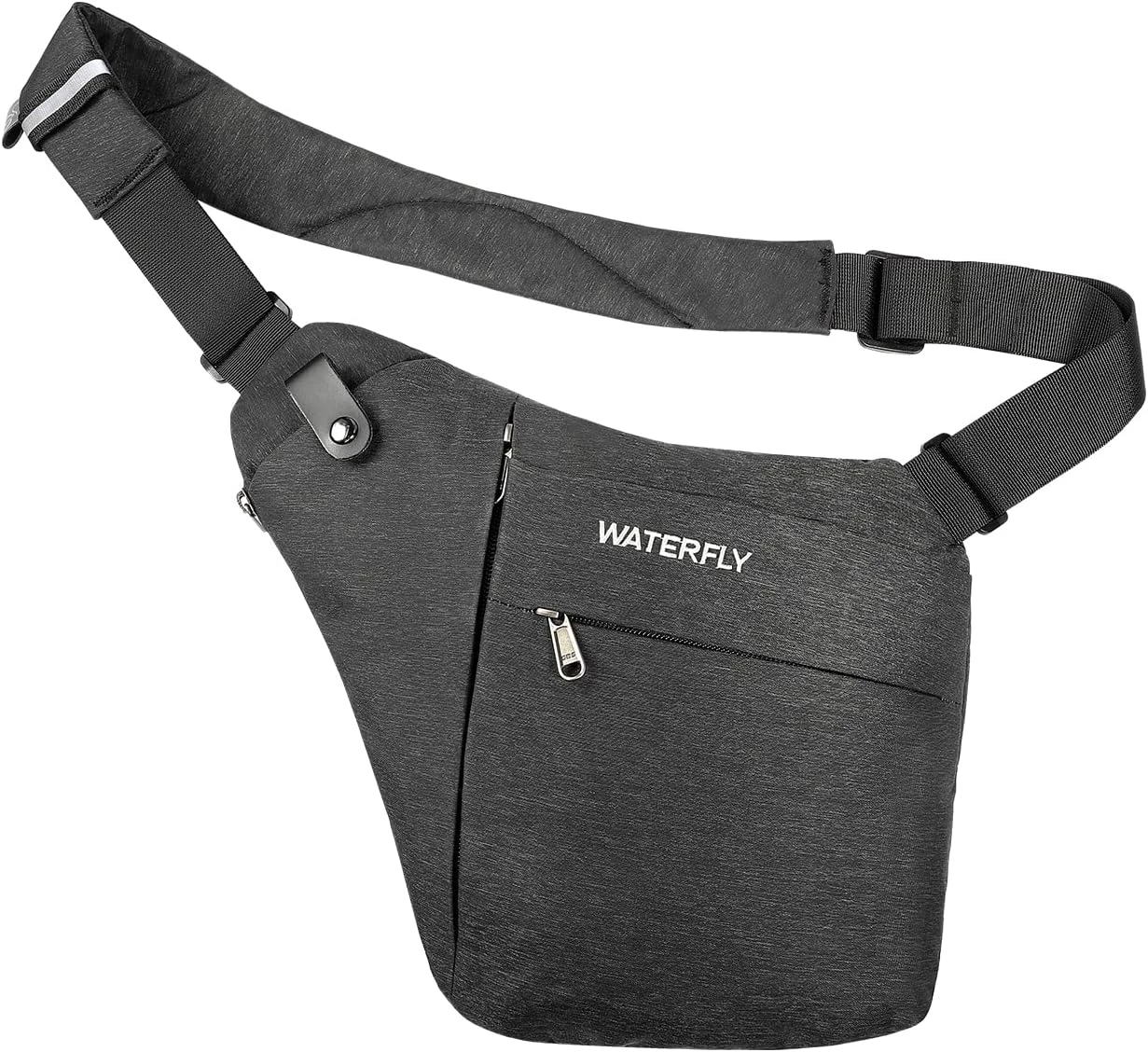 WATERFLY Sling Crossbody Chest Bag: Slim Anti-Theft Cross Body Bag Over Shoulder Backpack Stealth Side Pack Man Woman Black(update Size)