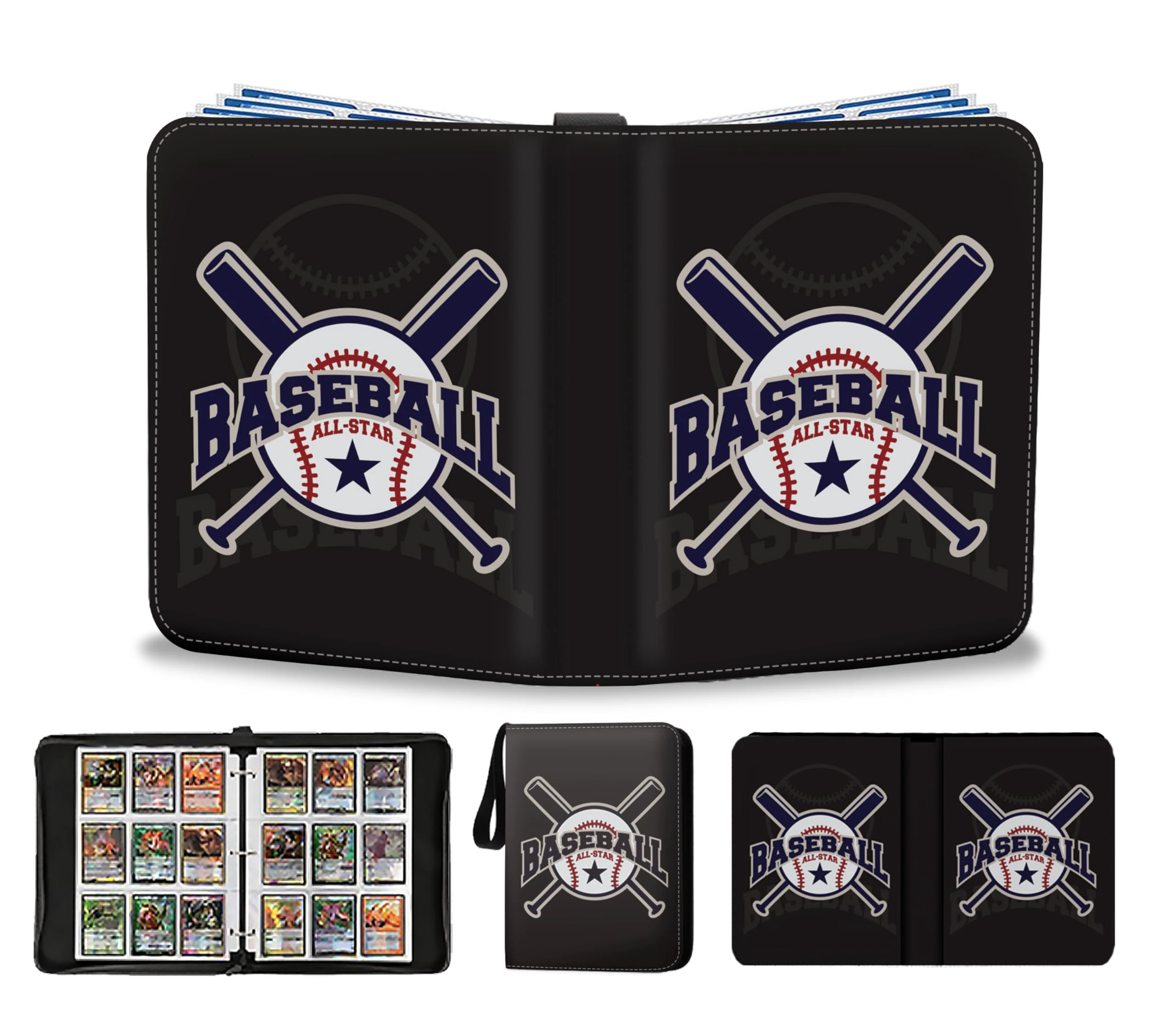 Baseball Card Binder 900 Pockets - Trading Card Binder with Sleeves, Sports Card Binder Collectible Trading Card Albums Organizer Case Fits 900 Cards with 50 Removable Sleeves for Sports Gam