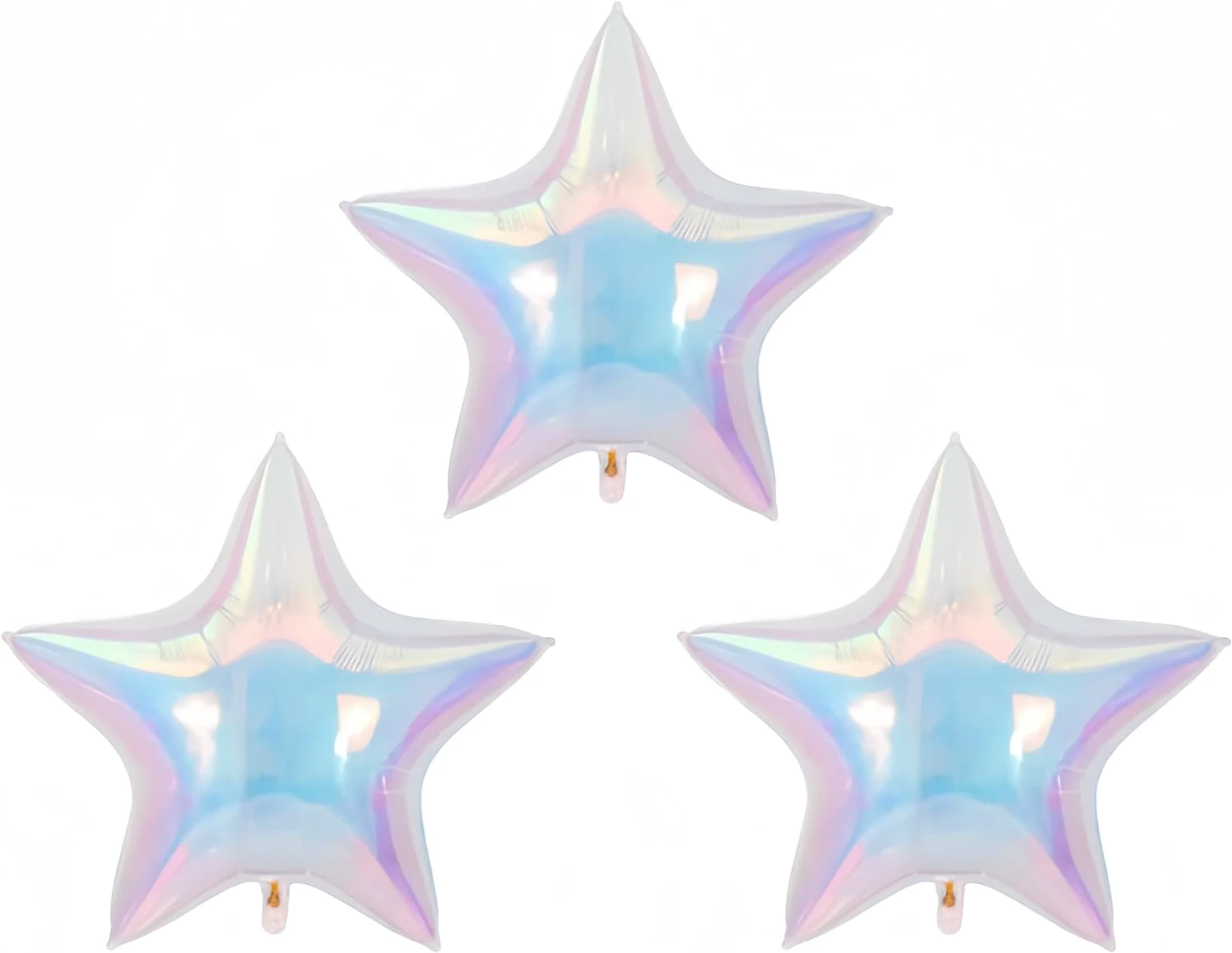 3Pcs Iridescent Star Balloons 32Inch/Christmas Clear Foil Transparent Rainbow Balloons/Multicolor Star Gorgeous Balloon/Under The Sea Party Mermaid Party Balloon