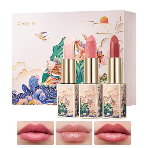 CATKIN Lip Balm Color Tinted Changing Lipstick Ultra Hydrating Lip Moistrurizer Chapstick with Vitamin E Nourishing For Cracked & Dry Lips 0.12 oz 2pcs (01+04) 2pcs（01+04）