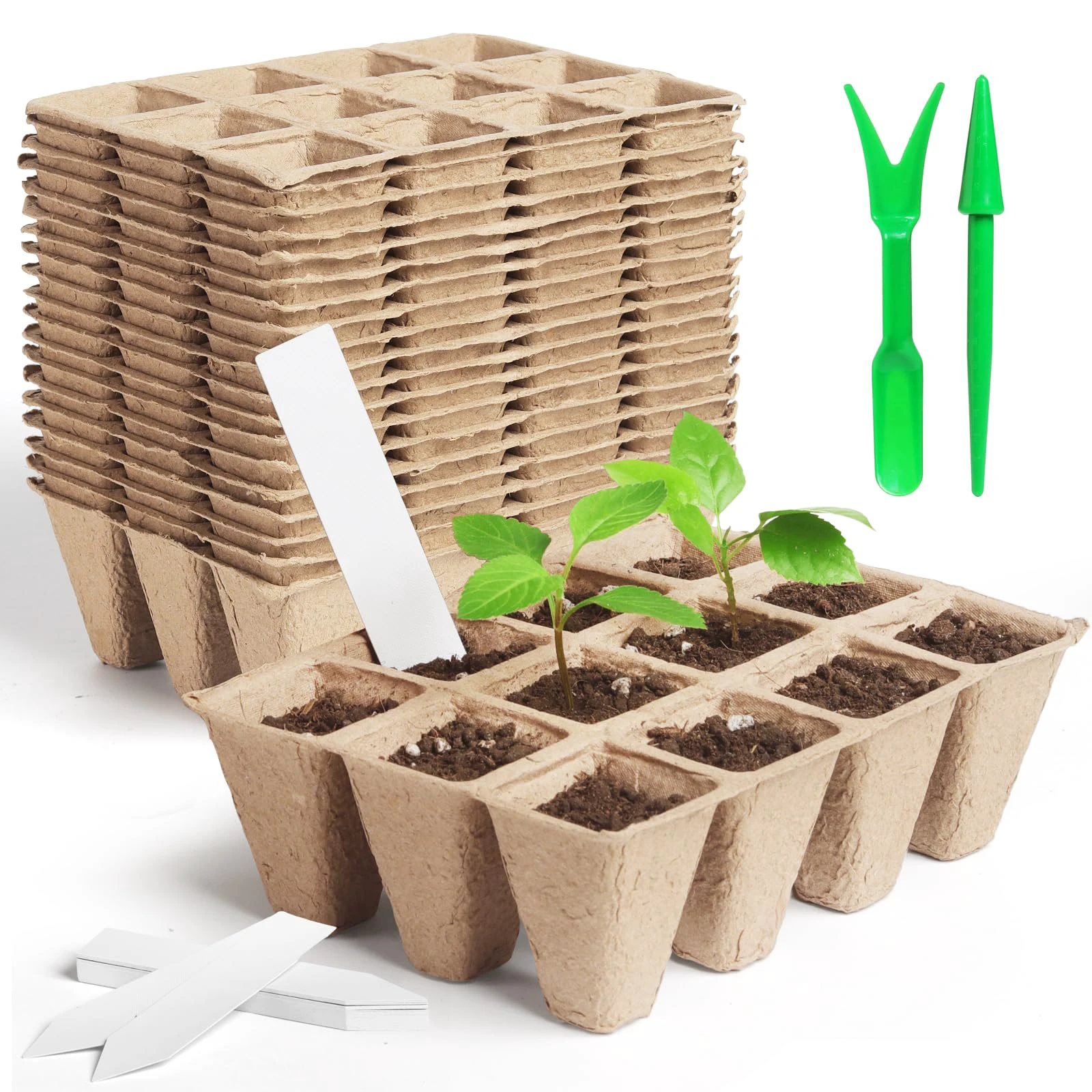 Square Peat Nursery Pots, Biodegradable Herb Seed Nursery Pot Kits, Seedling Pots