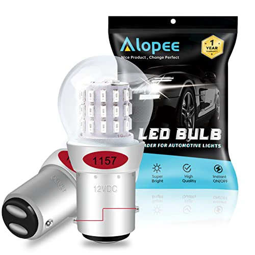 Alopee 12-15V DC 1157 LED Bulb Red 2057 LED Bulb 7528 LED Bulb 2357 LED Bulb 33SMD 2835Chip Replacement for LED 1157 Tail/Brake Light Bulb Pack of 2