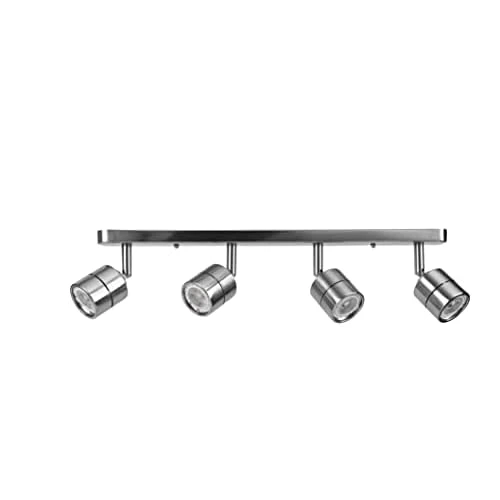 KING SHA 21” 4-Light Track Lighting with 4 Dimmable LED Bulbs Warm White CRI90,14ft Cord with On/Off Rocker Switch,Brushed Nickel