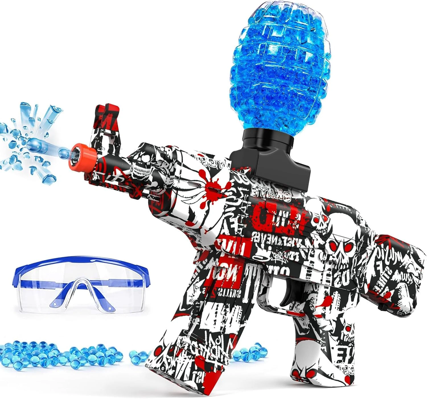 Anstoy Electric Gel Ball Blaster, High-Speed Gelfire Blaster for Orbeez with 40000 Gel Rounds and Eyewear, Splatter Ball Toys for Outdoor Shooting Game Party Gift Ages 14 & Up, Red Sentinel