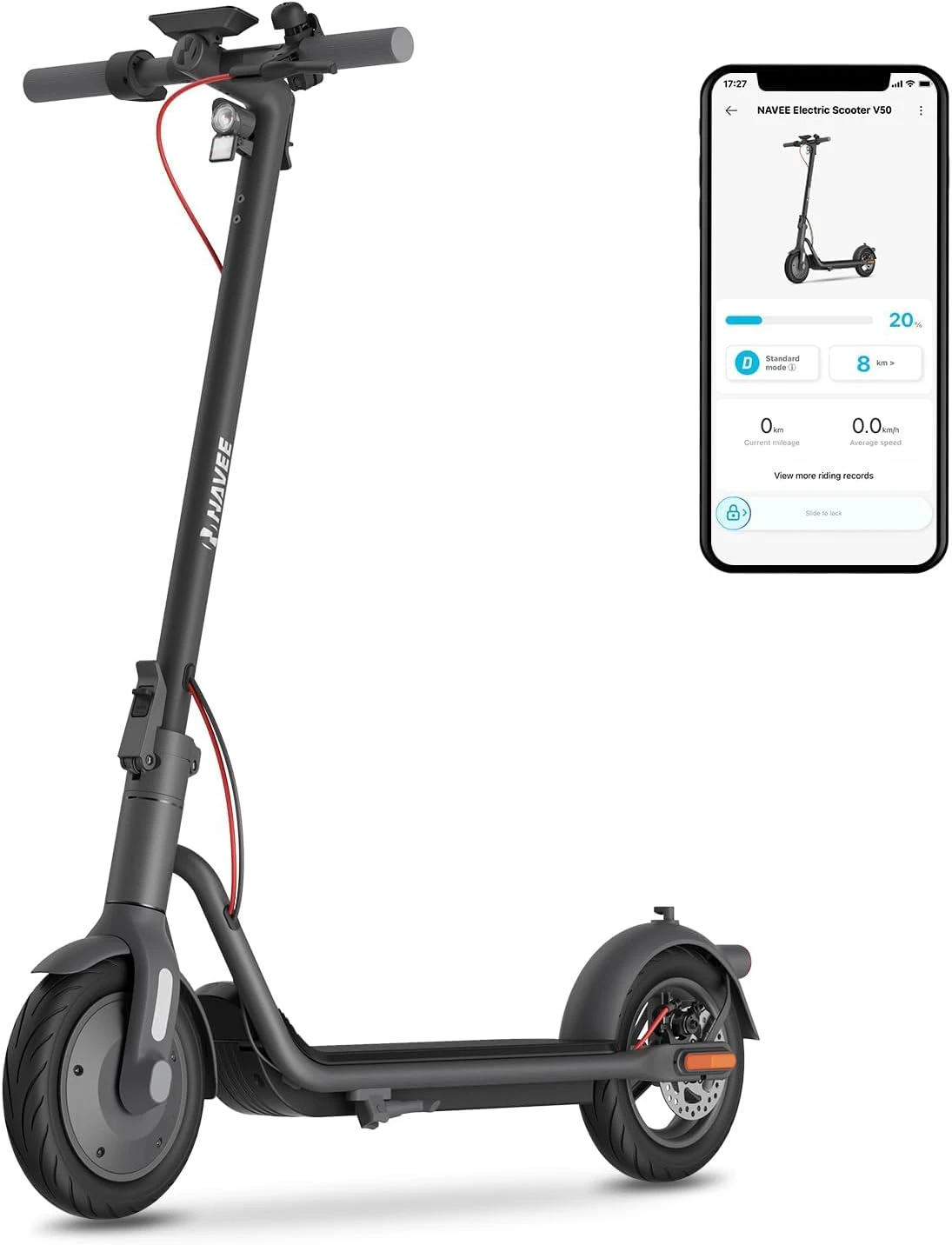 NAVEE Electric Scooter, Max 20/19 MPH & 40/31/25/15.5 Miles, 900W/700W/600W Max Power, 10'' Pneumatic Tire, IP55 Waterproof, Foldable E-Scooter for Adults College Student Scooter Enthusiasts