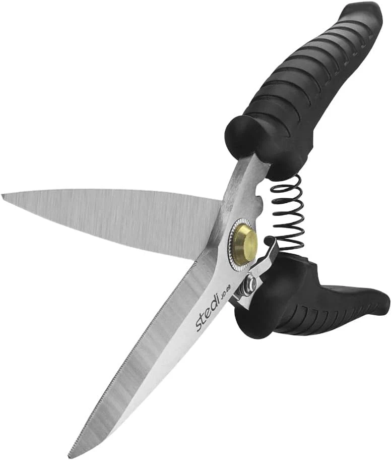 stedi 8-inch Multipurpose Heavy Duty Scissors, Extended & Reinforced Ultra Sharp Blades with Finely Serrated, High Carbon Stainless Steel Shears for Household Pruning, Office, Gardening, Bla