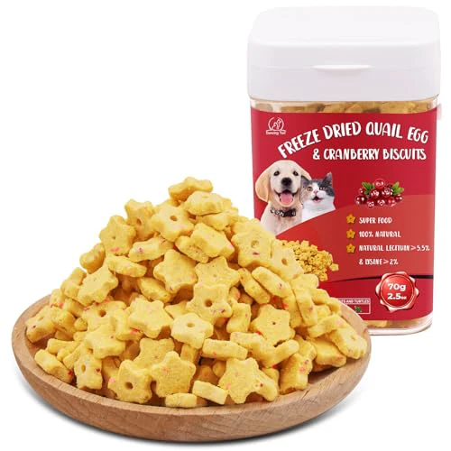 Freeze Dried Quail Egg Yolk & Cranberry Cube Cat & Dog Treats Biscuits, Dehydrated Healthy Tasty Snack for Training 2.5 Ounce 2.5 Ounce (Pack of 1)