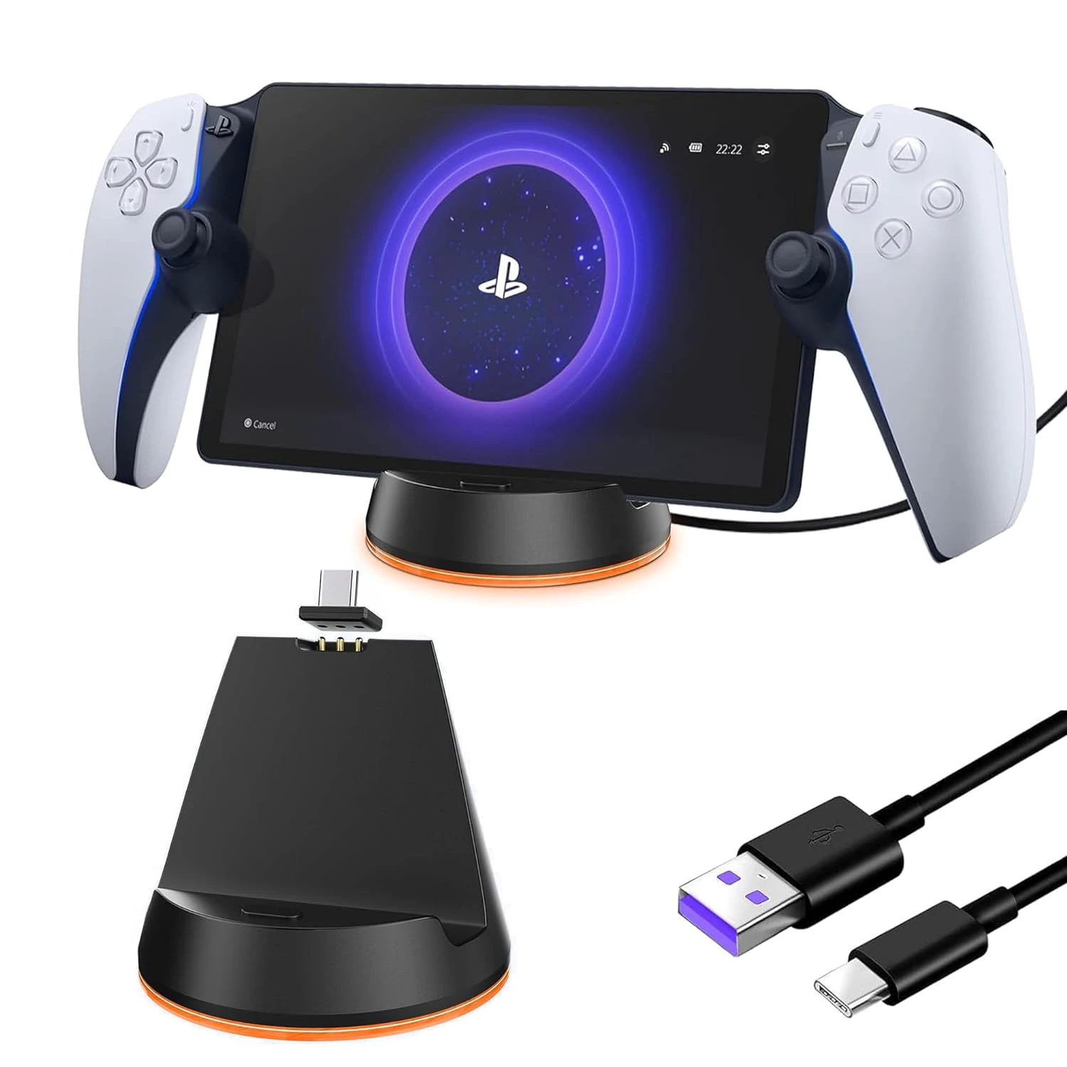 Charging Docking Station for PlayStation Portal Remote Player, Charging Dock Base with Type C Adapter PS Portal Stand (Docking Station)