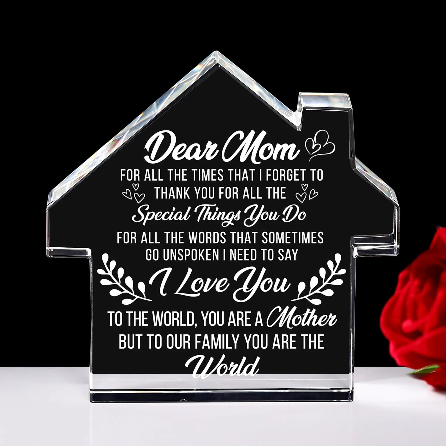 House Crystal for Mom Christmas Day Britfhday Gifts from Daughter Son, to Our Family You are The World - Home Decoration to Celebrate Love and Commitment (Hand Mom) Hand Mom Crystal