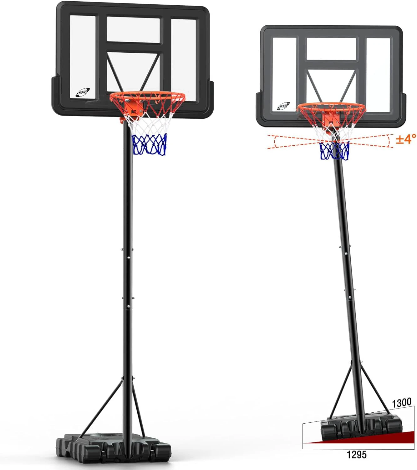 Portable Basketball Hoop,4.8 to 10ft Height Adjustable Basketball Goal,Basketball Hoop Outdoor with 44" Shatterproof PC Backboard,Basketball Hoop & Goal for Kids/Tees/Adults 44"Hoop with Bac