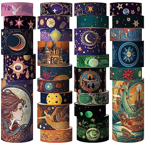 Washi Tape Set 29 Rolls, Magic Themed Decorative Paper Tapes for Journaling, Scrapbooking Supplies, Planners,DIY Crafts,Gift Wrapping