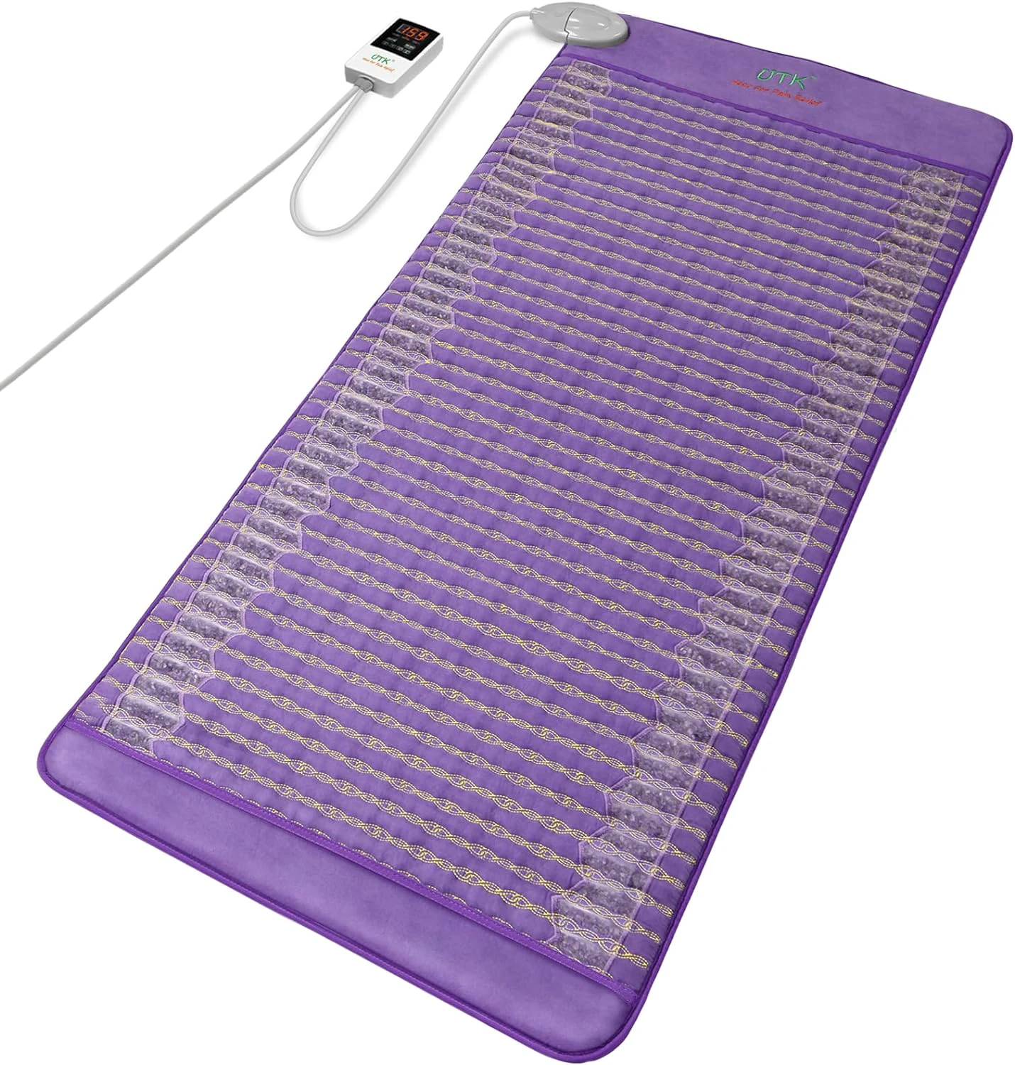 UTK Amethyst Infrared Heating Pad,Far Infrared Heating Pad for Back,Large Heat Pad for Full Body, Amethyst Mat, Memory Function, Customized Settings, Carry Bag Included,Mplus: 24x 59 Inches 