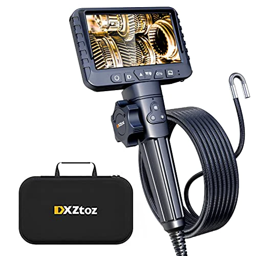 10FT Articulating Borescope, DXZtoz Inspection Camera with 0.33in Two-Way Steering Snake Camera, Waterproof 1080P Endoscope Camera with Light for Mechanics Electriction Wall Pipe Inspection