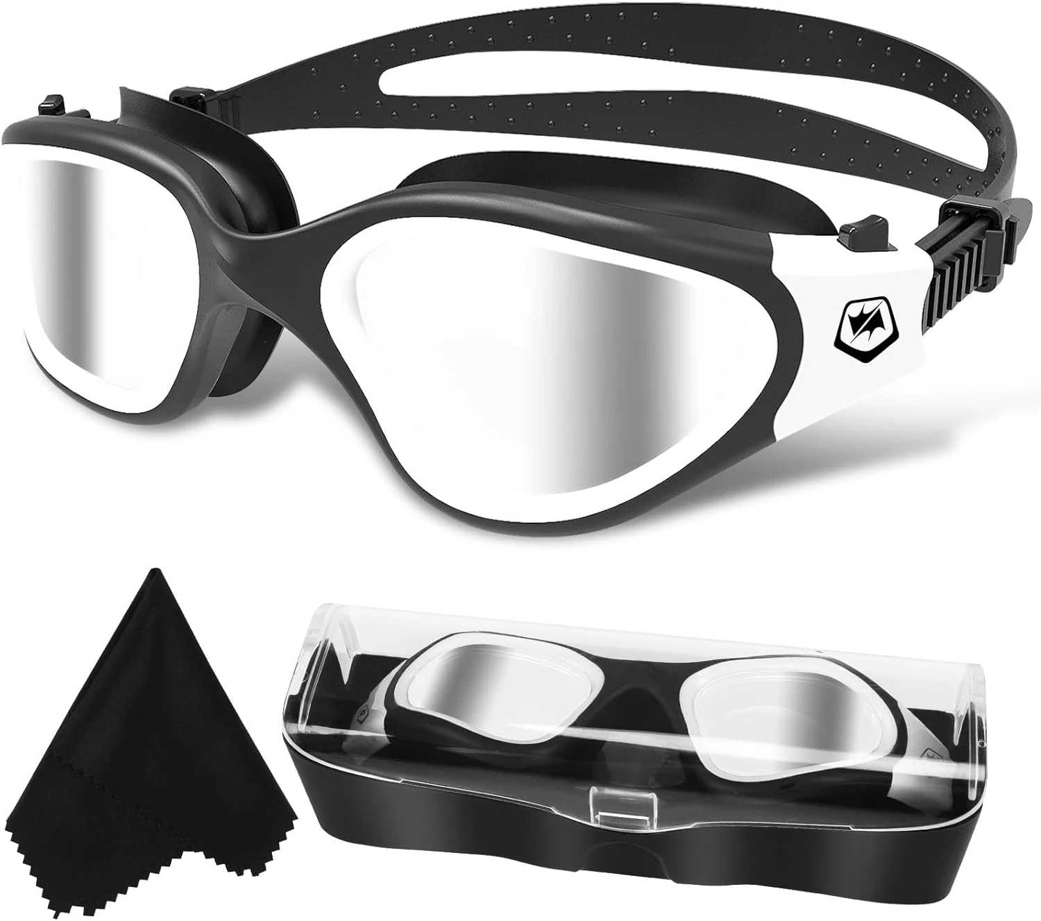 WIN.MAX Polarized Swimming Goggles Swim Pool Goggles Anti Fog Anti UV No Leakage Clear Vision for Men Women Adults Teenagers Black&white/Silver Polarized Mirrored Lens