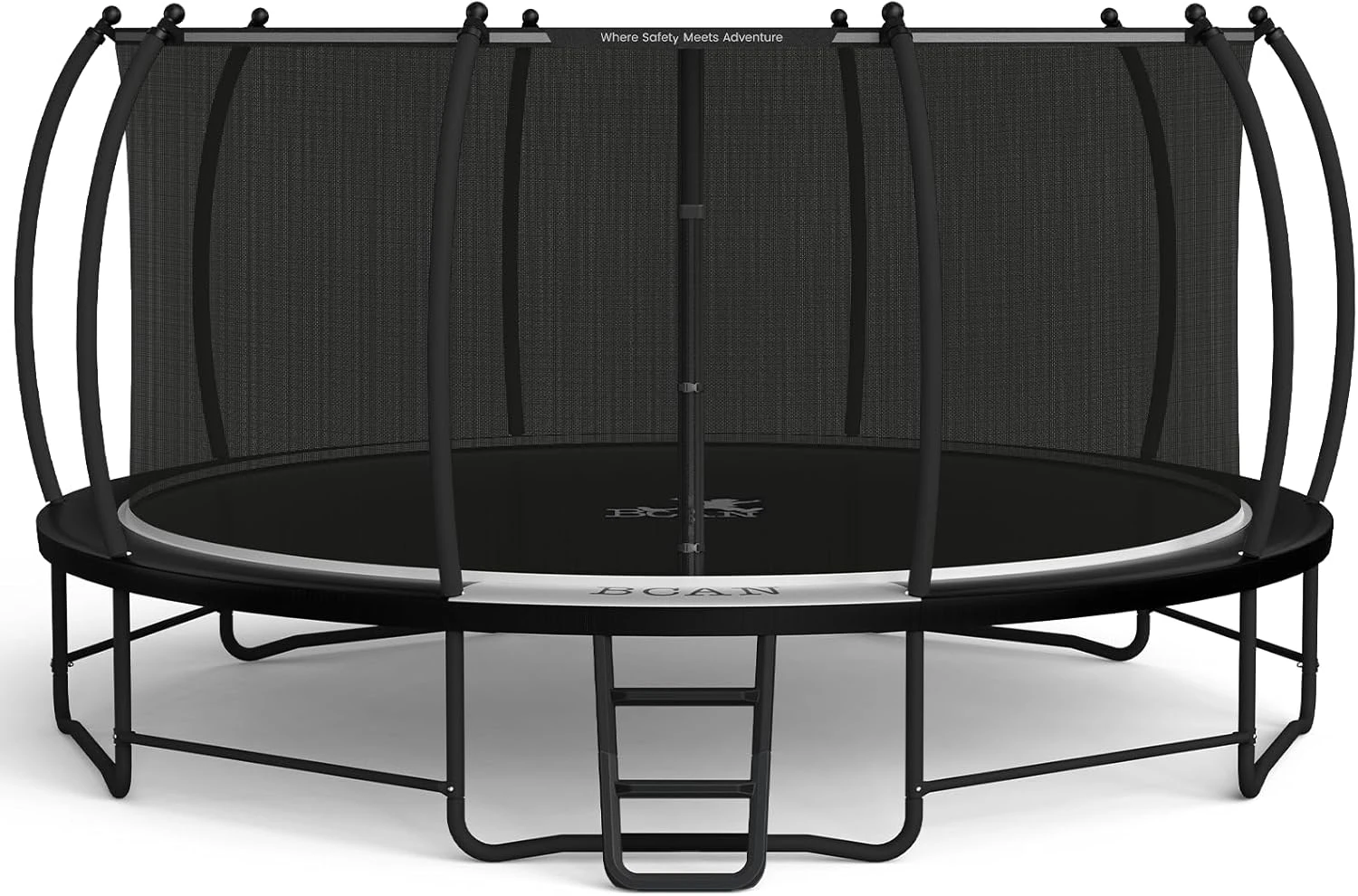 BCAN Trampoline 8FT 10FT 12FT 14FT 15FT 16FT Recreational Trampoline with Enclosure for Kids Adults, ASTM Approved, Outdoor Trampoline with Ladder for Kids 15FT-Apex-Black