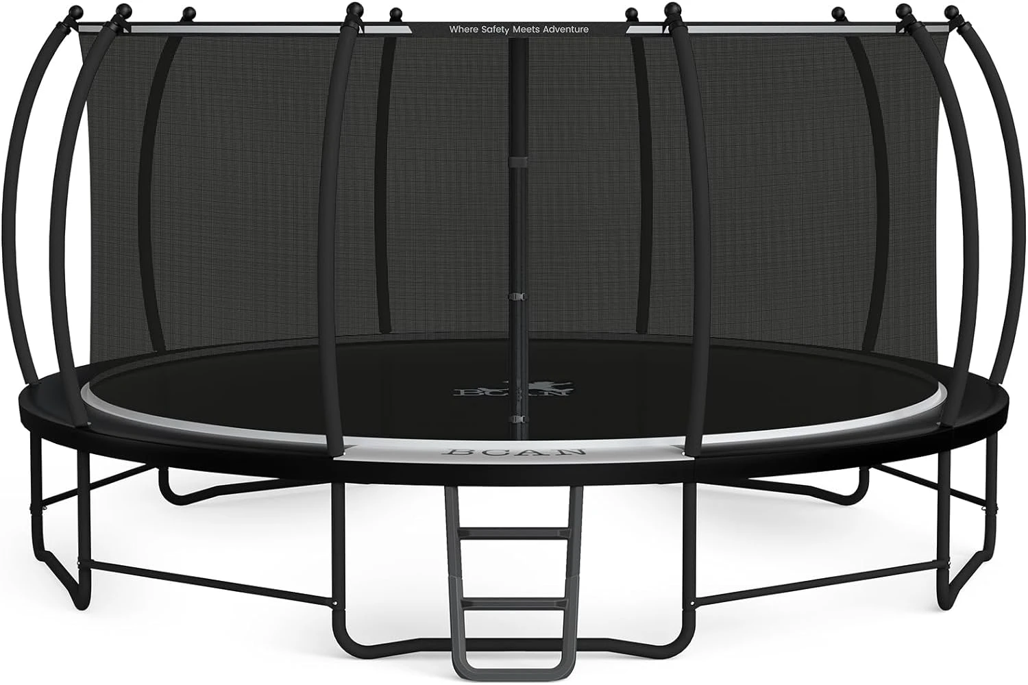 BCAN Trampoline 8FT 10FT 12FT 14FT 15FT 16FT Recreational Trampoline with Enclosure for Kids Adults, ASTM Approved, Outdoor Trampoline with Ladder for Kids 16FT-Apex-Black