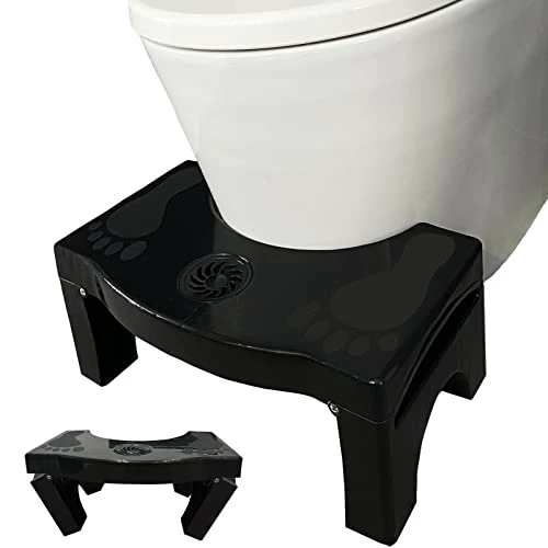 Foldable Poop Stool for Adults Toilet Stool,Potty Stool for The Bathroom,Bathroom Stool with Freshener Space, Non-Slip Toilet Assistance Step Stool for Kids and Seniors, 7" Heavy Duty Plasti