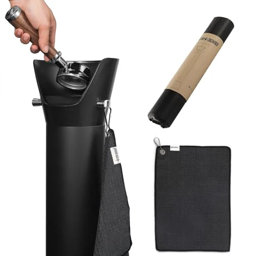 MHW-3BOMBER Commercial Knock Box for Espresso Coffee Grounds, 6.8L(80 Cups) Floor Standing Espresso Dump Bin with Towel and 30 Garbage Bags, Idea for Coffee Shop, Barista, Bar, Black GB5449