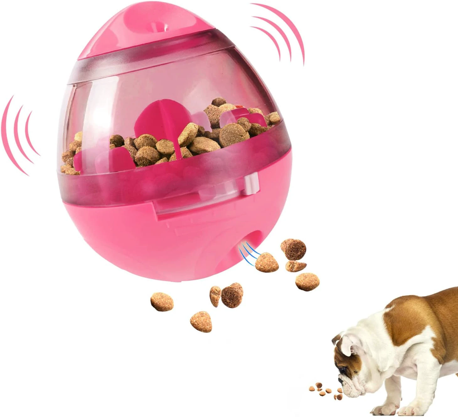 JZXOIVA Dog Treat Ball, Adjustable Dog Treat Dog Ball Dispensing Dog Toys, Interactive Food Puzzles Ball for Dogs, Pet Slow Feeder Ball Pink