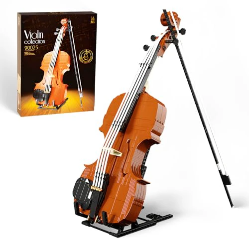 Ideas Violin Building Building-Bricks Set for Adults, Realistic Instrument Model Toy with Functional Strings and Stand, Music Lovers' Decorative Display, Compatible with Lego (921 Pieces)