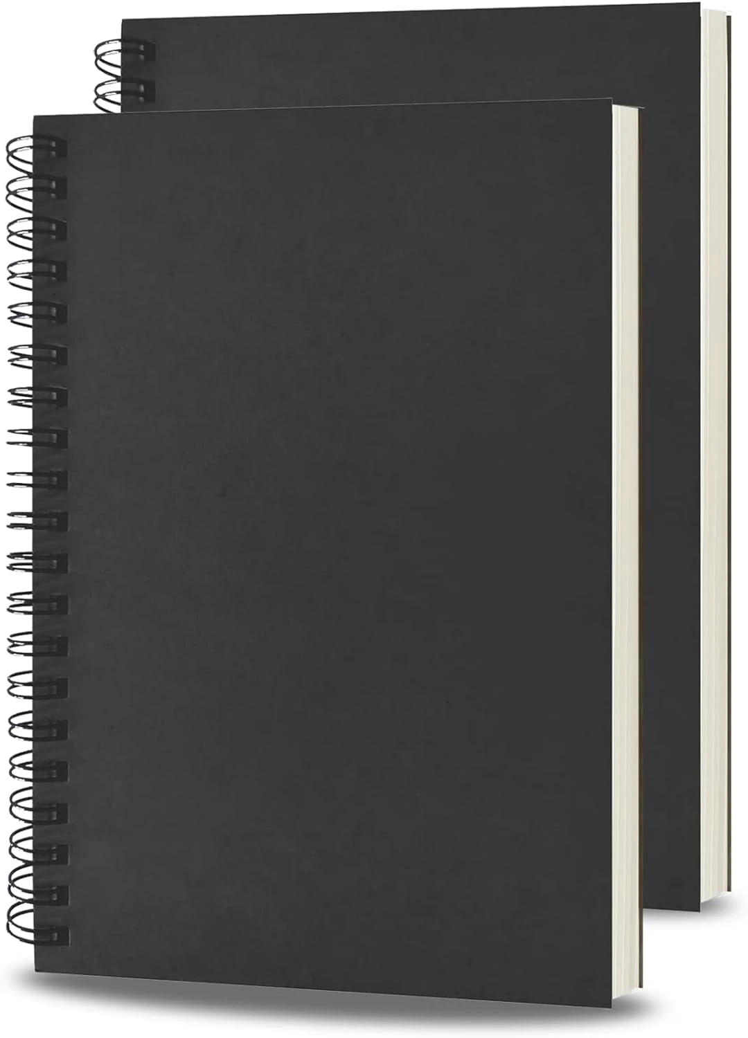 BoAn Spiral Notebooks Journal 8.5” x 11”, 2 Pack A4 Large Note Book for Women & Men, The Notebook for Work Note Taking Journals Sketch Book 76 Pages / 38 Sheets sketchbook Soft Cover Black P