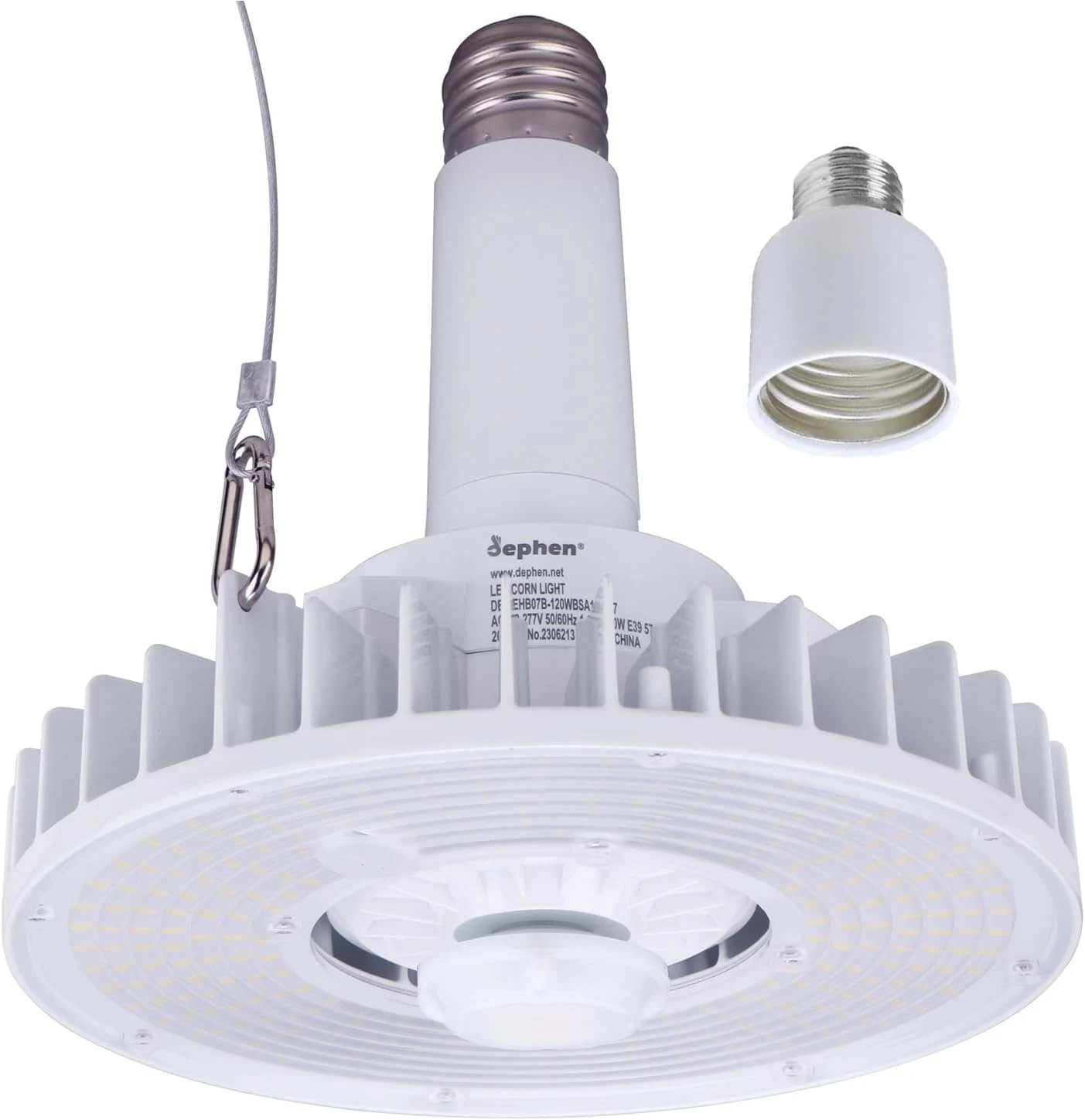 120W Motion Sensor LED Light Bulb with E39 Extender & E26 Adaptor, 18600Lm 5700K High Bay Light Bulb, Equivalent 400W MH/HPS,Garage Ceiling Light Bulb for Wherehouse Gym Workshop,IP64,UL-Lis