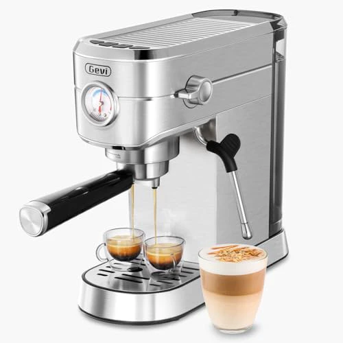 Gevi Espresso Maker 20 Bar, Professional Espresso Machine with Milk Frother, Stainless Steel Expressions Machine for Latte, Cappuccino, Commercial Espresso Machines & Coffee Makers, Great Gi