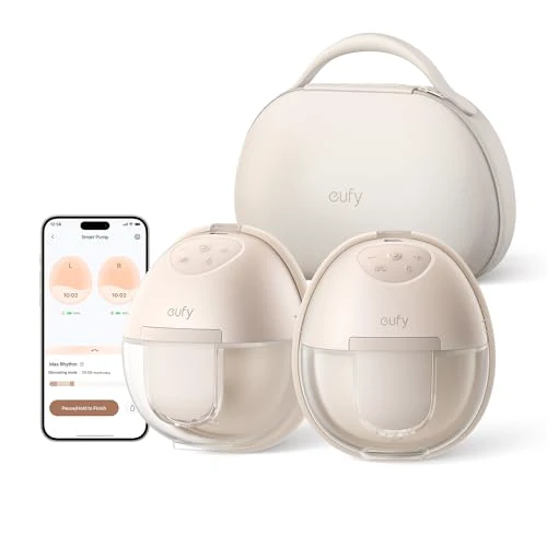 eufy Wearable Breast Pump S1 Pro, Electric Hands-Free Breast Pump with Heating Technology, Portable Charging Case, App-Controlled Smart Rhythm, Hospital-Grade Suction, Leak-Proof and Ultra-Q