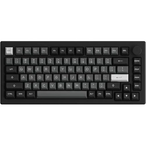 Akko 5075B Plus Mechanical Keyboard 75% Percent RGB Hot-swappable Keyboard with Knob, Black & Silver Theme with PBT Double Shot ASA Profile Keycaps Dracula Switch Dracula Black Silver Color