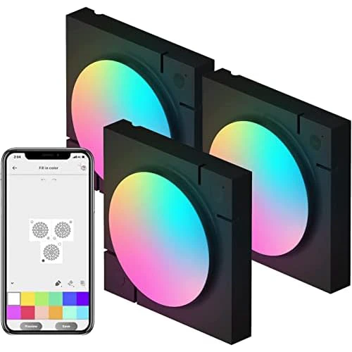 Cololight LED Lights, Wall Lights for Room Decor, Multi-Color Music Sync Ambient Lights for Bedroom, Night Lights, Gaming Lights Compatible with Alexa, Google Assistant(Mix 3Pack) Black*3pcs