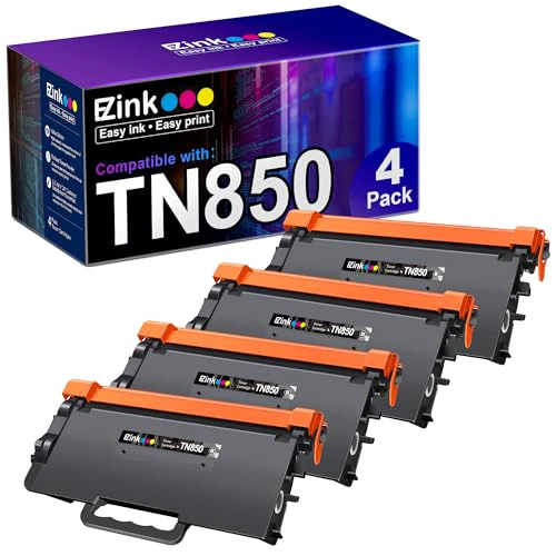 E-Z Ink Compatible Toner Cartridge Replacement for Brother TN850 TN 850 TN-850 TN820 TN 820 High Yield to use with HL-L6200dw HL-L6200dwt MFC-L5900dw MFC-L5850dw MFC-L5700dw (Black, 4 Pack) 