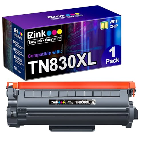 E-Z Ink Compatible Toner Cartridge Replacement for Brother TN830 TN830XL TN 830 Toner Cartridges to use with HL-L2460DW DCP-L2640DW HL-L2400D HL-L2480DW HL-L2405W MFC-L2820DW Printer (1 Blac