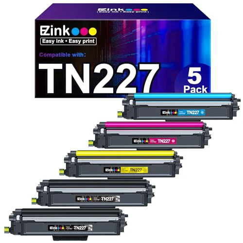 E-Z Ink TN-227 TN227 Compatible Toner Cartridge Replacement for Brother TN227 TN-227 TN227BK/C/M/Y High Yield to use with HL-L3270CDW HL-L3230CDW HL-L3210CW HL-L3290CDW MFC-L3710CDW (5 Pack)