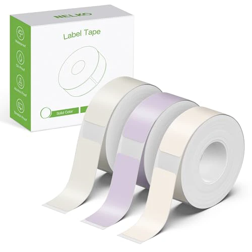 NELKO Genuine P21 Label Maker Tape, Adapted Label Print Paper, 14x40mm (0.55"x1.57"), Standard Laminated Labeling Replacement, Multipurpose of P21, 180 Tapes/Roll, 3-Roll, Beige/Brown/Purple