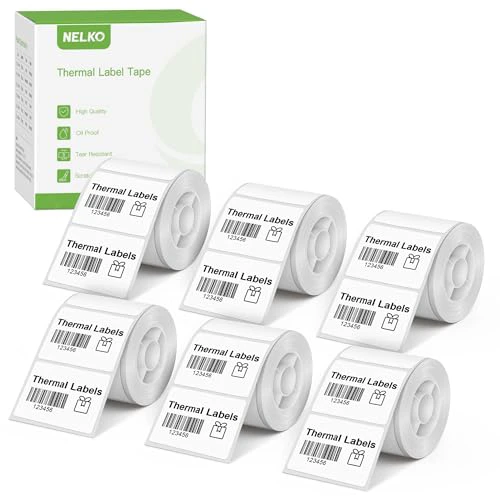 Thermal Labels for Nelko PM220 Label Maker, 1.57'' x 1.18'' (40x30mm) Thermal Sticker Label, Waterproof, Multi-Purpose Label Tape, 6 Roll of 230 Self-Adhesive Thermal Paper (White) 1380