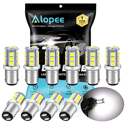 Alopee 1076 LED Bulb for RV Bright White 10-30V 1142 LED Bulb for 1004 90 BA15D RV Camper Trailer Interior Lights Marine Boat Navigation Light Turn Signal Lights Van ATV Lights 5050 18SMD, P