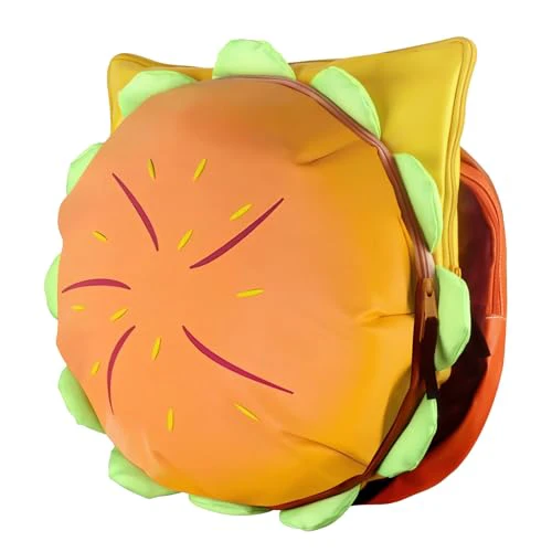 Novelty Cheeseburger Backpack,Funny Yellow Universe Hamburger Backpack,Multi-Compartment Burger Daypack, Ideal for Christmas Gift