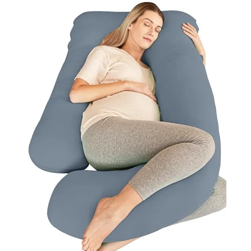 Cute Castle Cooling Cover Pregnancy Pillows, Soft U-Shape Maternity Pillow with Removable Cover - Full Body Pillows for Adults Sleeping - Pregnancy Must Haves - Jumbo 57 Inch - Grey Grey 57 