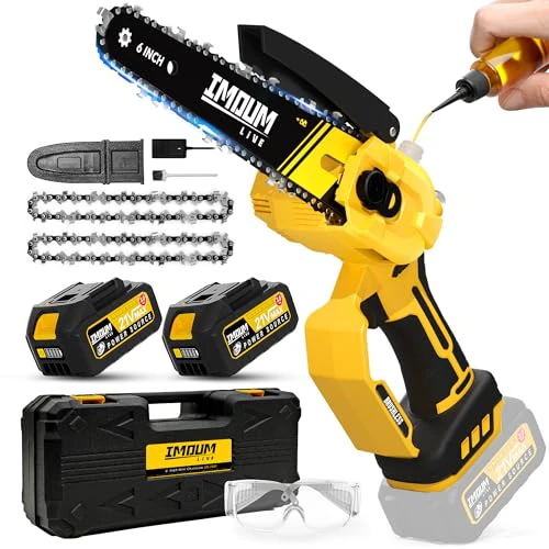 Mini Chainsaw Cordless 6 Inch, 32FT/S Fast Powerful Cutting, Brushless Electric Handheld Chain Saw with 3.0Ah Battery Powered, Auto Oiler, Lightweight, Sharp for Tree Trimming Pruning(Upgrad