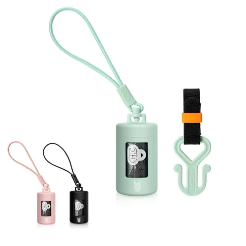 Retractable Dog Waste Bag Dispenser and Bag Holder Kit, Dog Poop Bag Dispenser, Retractable Waste Bag Dispenser, Lightweight Poop Bag Holder, Stretchy Strap Fits Any Dog Leash (Green)