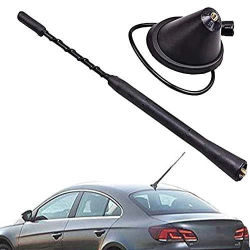 Heart Horse 9 inch Aerial Antenna Base+Whip Fit for V-W Jetta Golf- GTI Passat Beetle,Flexible Rubber Antenna Designed for Optimized FM/AM Reception