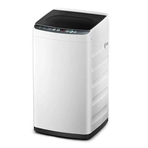 Midea MLTW09M1BWW Portable Washer with 6 Cycles, Drum Clean, Quick, Stainless Steel Tub, Transparent Lid, LED Display Washing Machine, 0.9 cu. ft, White 0.9 cu.ft