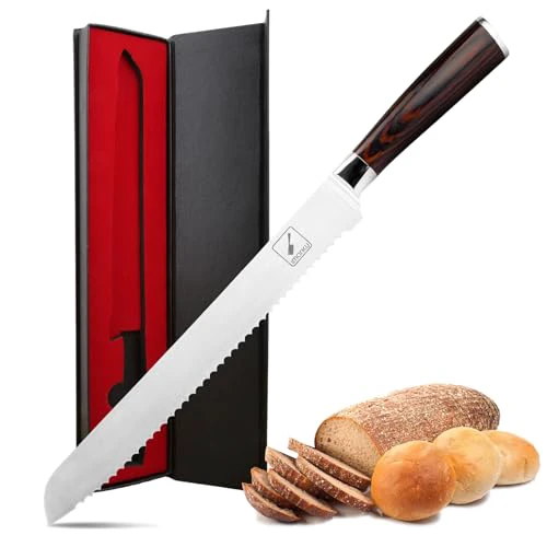 imarku Serrated Bread Knife,10-Inch German HC Stainless Steel of Slicer, Professional Grade Serrated Edge Cake Knife Bread Cutter for homemade Crusty, Best Gift for Mon and Dad 10 Inch Bread